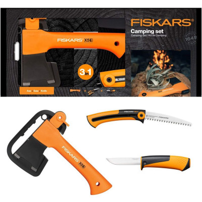 Подарочный набор Fiskars (Топор XXS X5 1015617 + нож + пила) 1057912