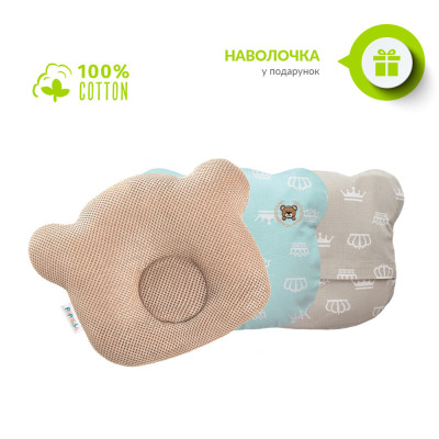 Подушка детская ортопедическая Мишка ТM PAPAELLA 20х27х5 см беж ( 8-32377*004 )