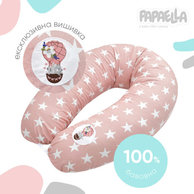 Подушка для вагітних та годування ТМ PAPAELLA 30х190 см + карабін зірка біла на пудрі ( 8-31885*006 ) Подушка для вагітних та годування ТМ PAPAELLA 30х190 см + карабін зірка біла на пудрі ( 8-31885*006 )