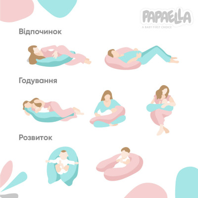 Подушка для вагітних та годування ТМ PAPAELLA 30х190 см з карабіном горошок м'ята ( 8-31885*002 ) Подушка для вагітних та годування ТМ PAPAELLA 30х190 см з карабіном горошок м'ята ( 8-31885*002 )