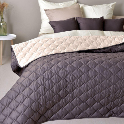 Покривало стьобане двостороннє Стиль Cube TM IDEIA 210х240 см шоколад/беж ( 8-32405*002 )