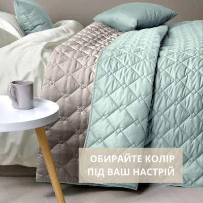 Покривало стьобане двостороннє Стиль Cube TM IDEIA 140х210 см м'ятно/св сіре ( 8-32403*007 ) Покривало стьобане двостороннє Стиль Cube TM IDEIA 140х210 см м'ятно/св сіре ( 8-32403*007 )