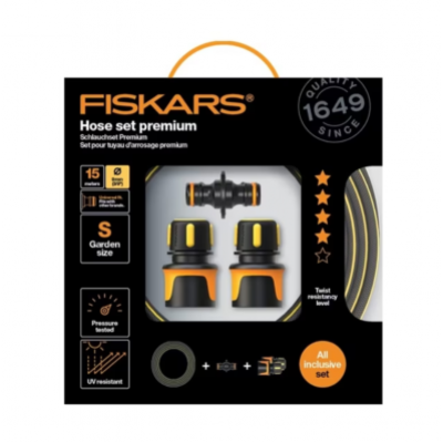 Набір із садовим шлангом Fiskars Premium 9мм (3/8”) 15 м Q4 (1027101)